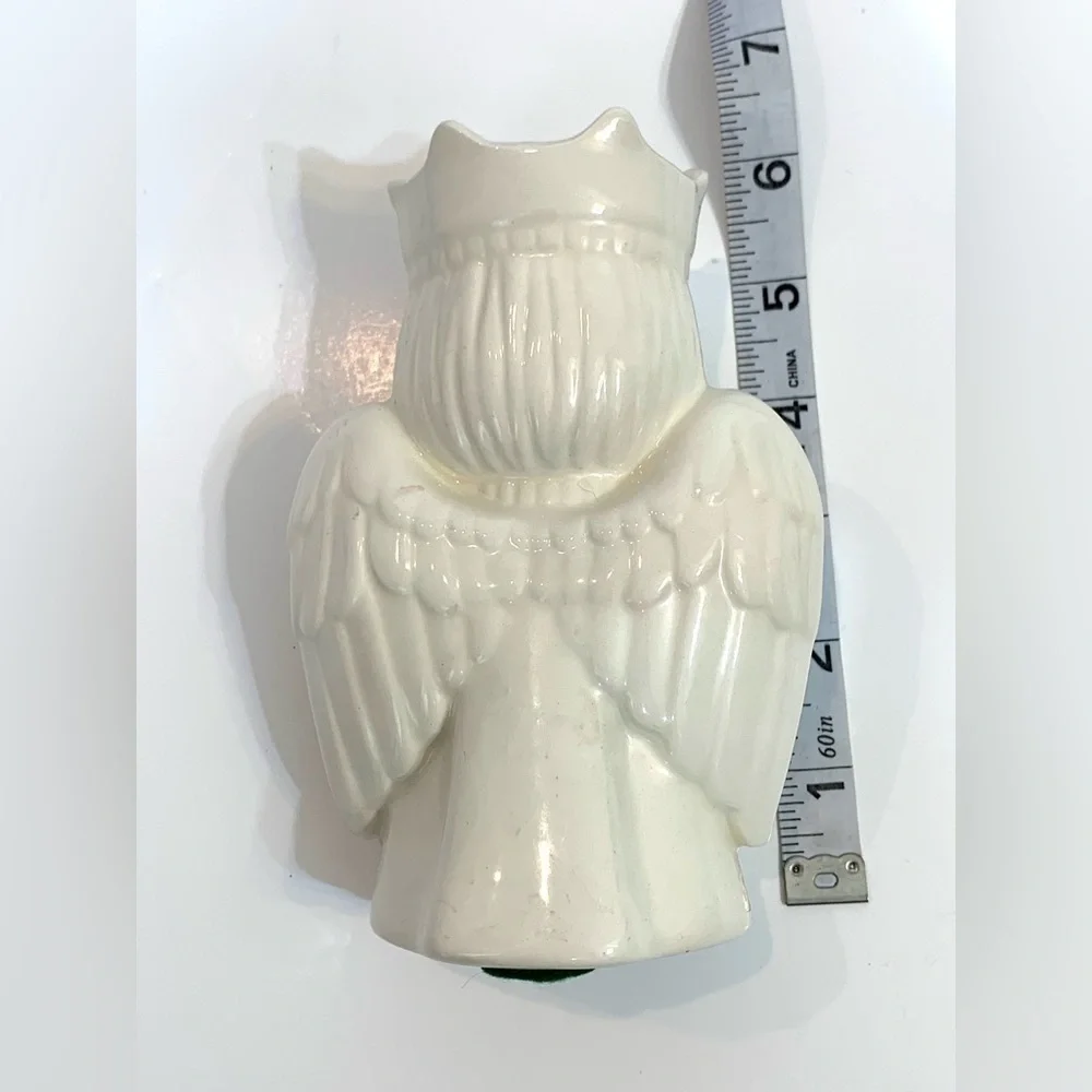 Vintage White Bisque Christmas Angel Votive Candle Holder Japan 6” *Chip